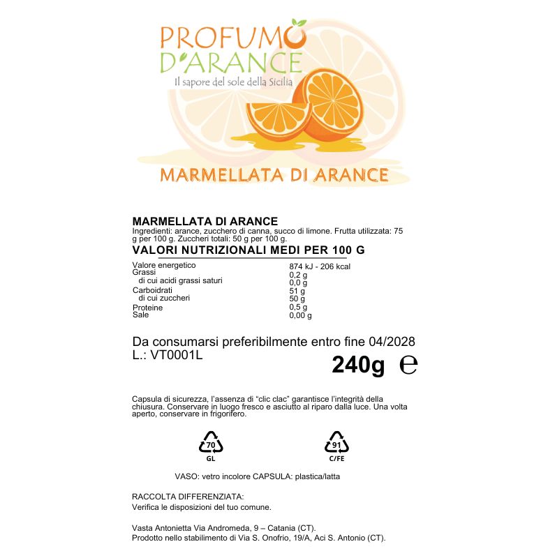 Marmellata di Arance Tarocco di Sicilia