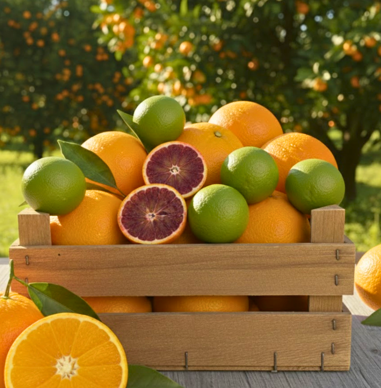 Cassetta Mix 18kg Arance Tarocco - Tavola e Spremuta + 2kg Limoni